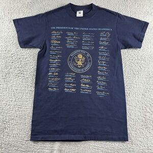 VINTAGE  90s Washington DC Presidents Shirt  Small Blue USA Cotton Single Stitch
